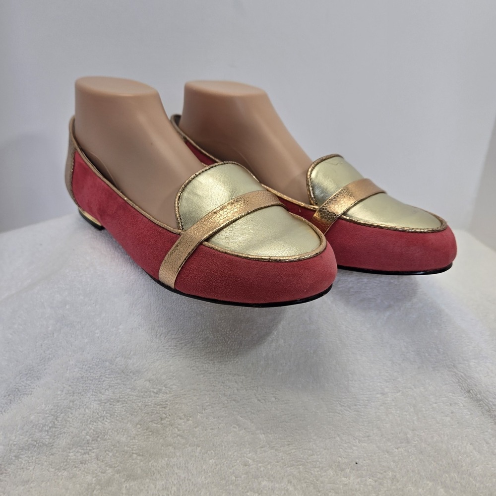 Rara Avis Flats Womens Size 10 Loafer Slip On Pink Metallic Rose Gold Yellow